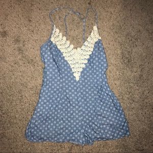 Sage Blue Printed Romper Size Medium